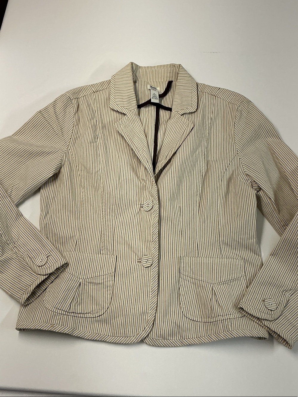 Bass Cream and Brown Striped Women's Blazer